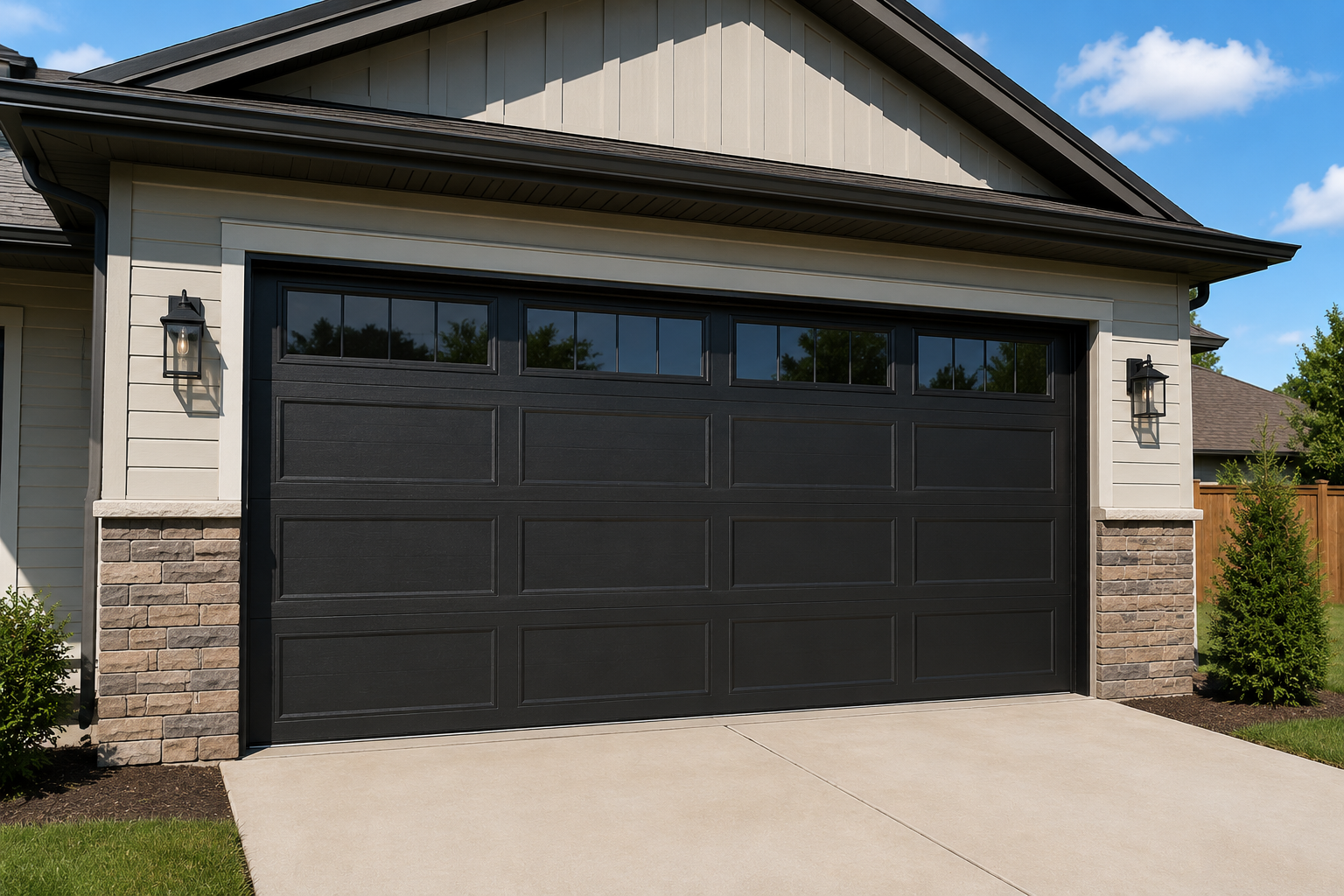 Residential garage door showing typical residential garage door installation